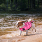 Dog Life Jacket Ripstop Shark Dog Safety Vest Adjustable Preserver with High Buoyancy and Durable Rescue Handle for Small,Medium,Large Dogs, Pink Fish X-Small