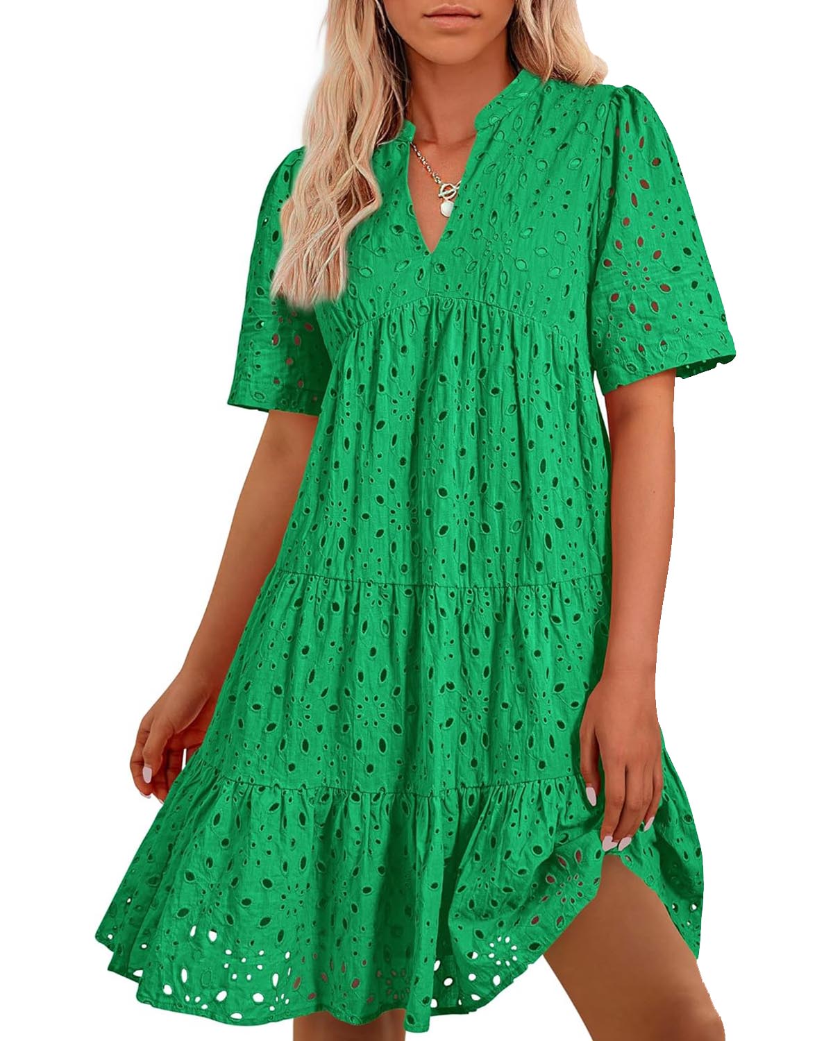 💥Last Day Special Sale 49% OFF💃Women's Elegant Hollow Out Lace Ruffle Casual Mini Dress