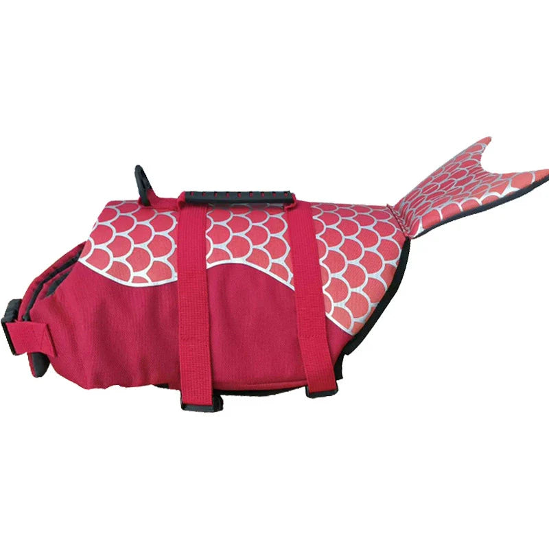 Dog Life Jacket Ripstop Shark Dog Safety Vest Adjustable Preserver with High Buoyancy and Durable Rescue Handle for Small,Medium,Large Dogs, Pink Fish X-Small