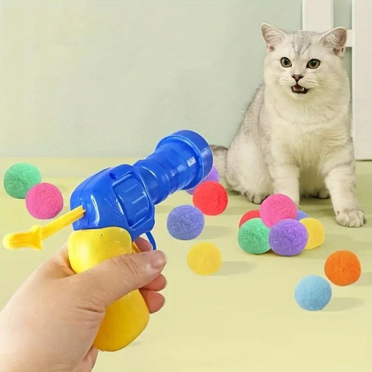 Interactive Cat Toy Ball Launcher Gun