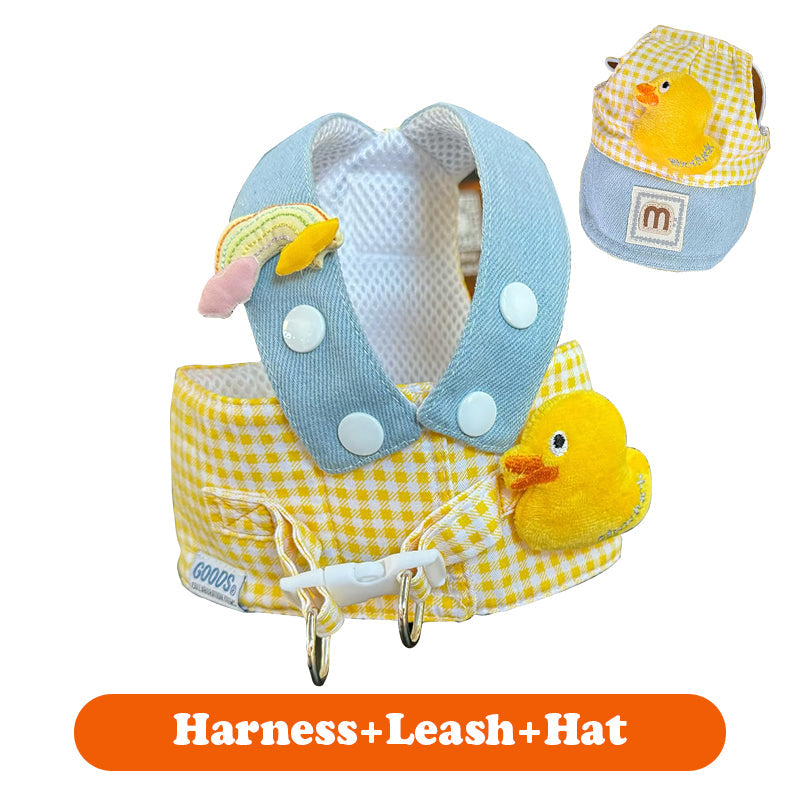 Summer Pet Chest Harness with Matching Adorable Hat