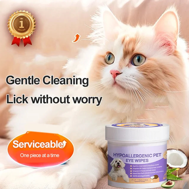 😺（ Gently Remove Tear Stain ）Eyes Wipes for Dogs & Cats