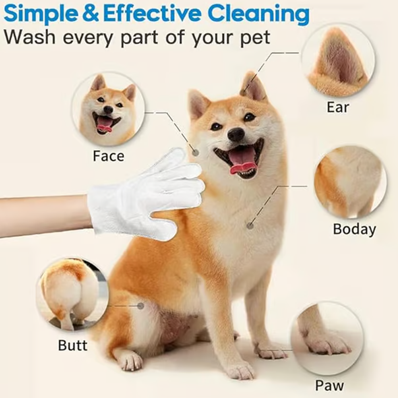 🔥Rinse-Free Dog Shampoo Mitts – Hypoallergenic Pet Bath Wipes, 6 Packs