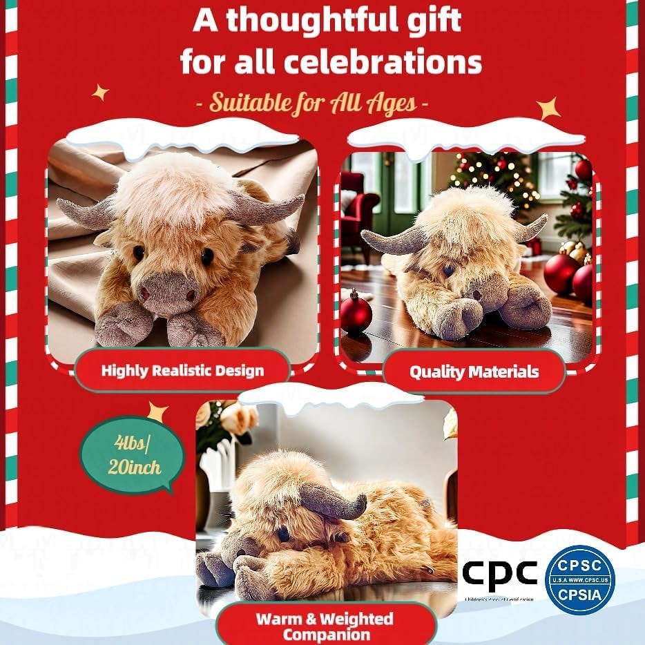 Christmas New Gift Toy🐂🎁Cute Cartoon Highland Cow Cuddly Toy
