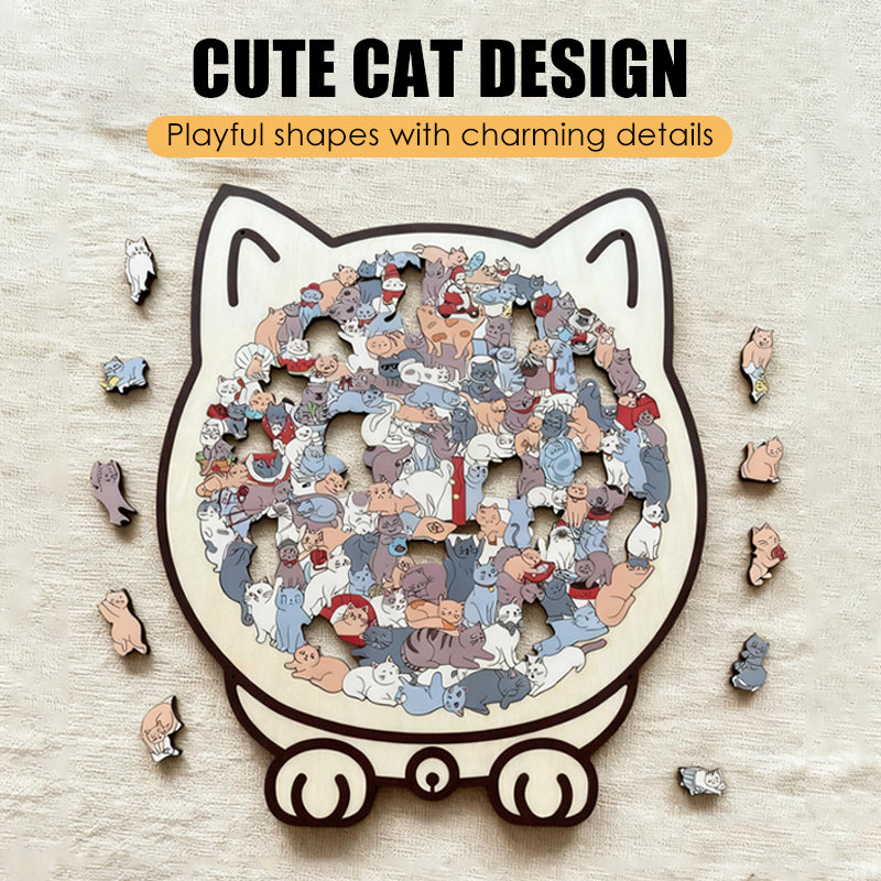 🔥2025 Newest Adorable Cat-Shaped Wooden Jigsaw Puzzle
