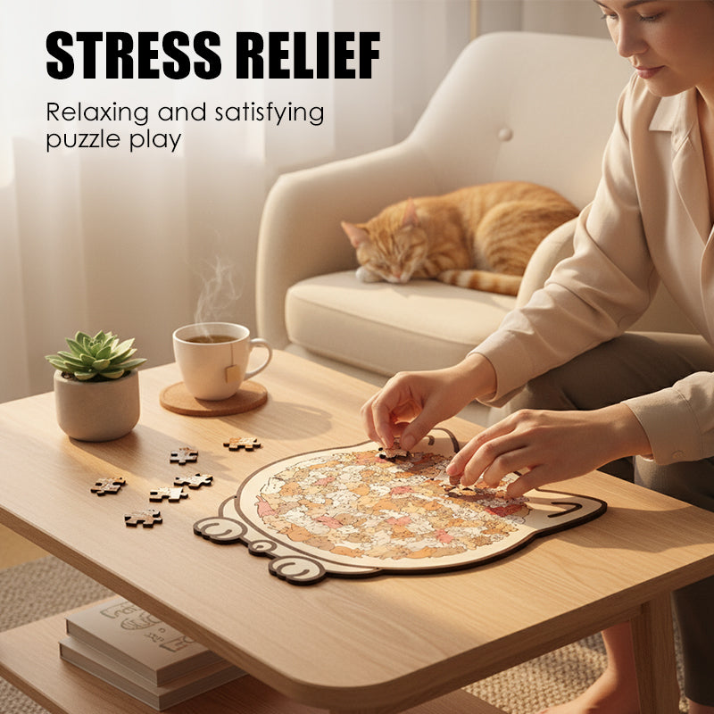 🔥2025 Newest Adorable Cat-Shaped Wooden Jigsaw Puzzle